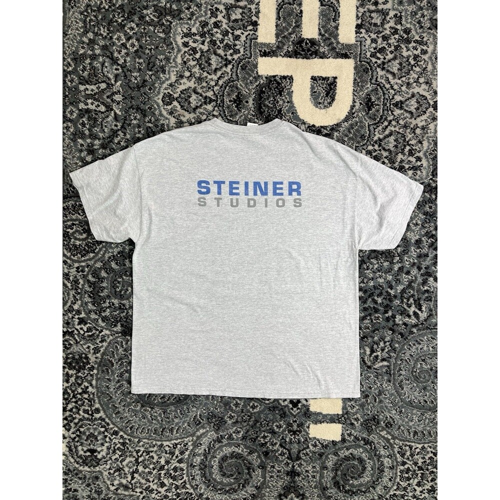 Vintage 90s Mens Hanes Beefy Steiner Studios  Tshirt Size 2xL Gray